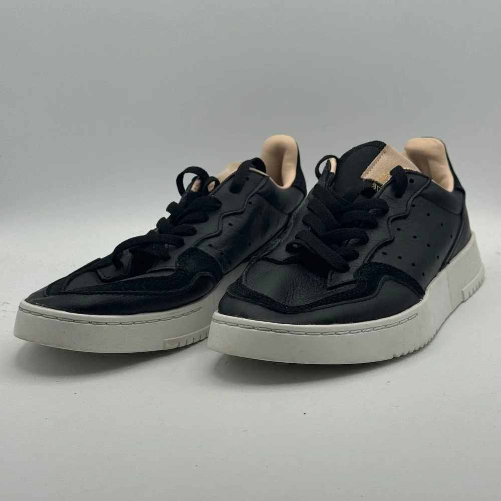 Adidas Supercourt‎ Shoes Mens Size 6 Black White Leather Low Top Sneakers Casual